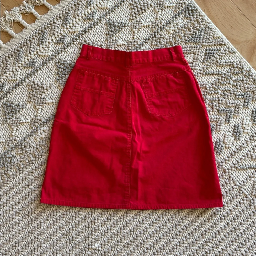 Vintage 90s Cherry Red Skirt Size 9/10 Summer Fisherman Core Coastal Retro